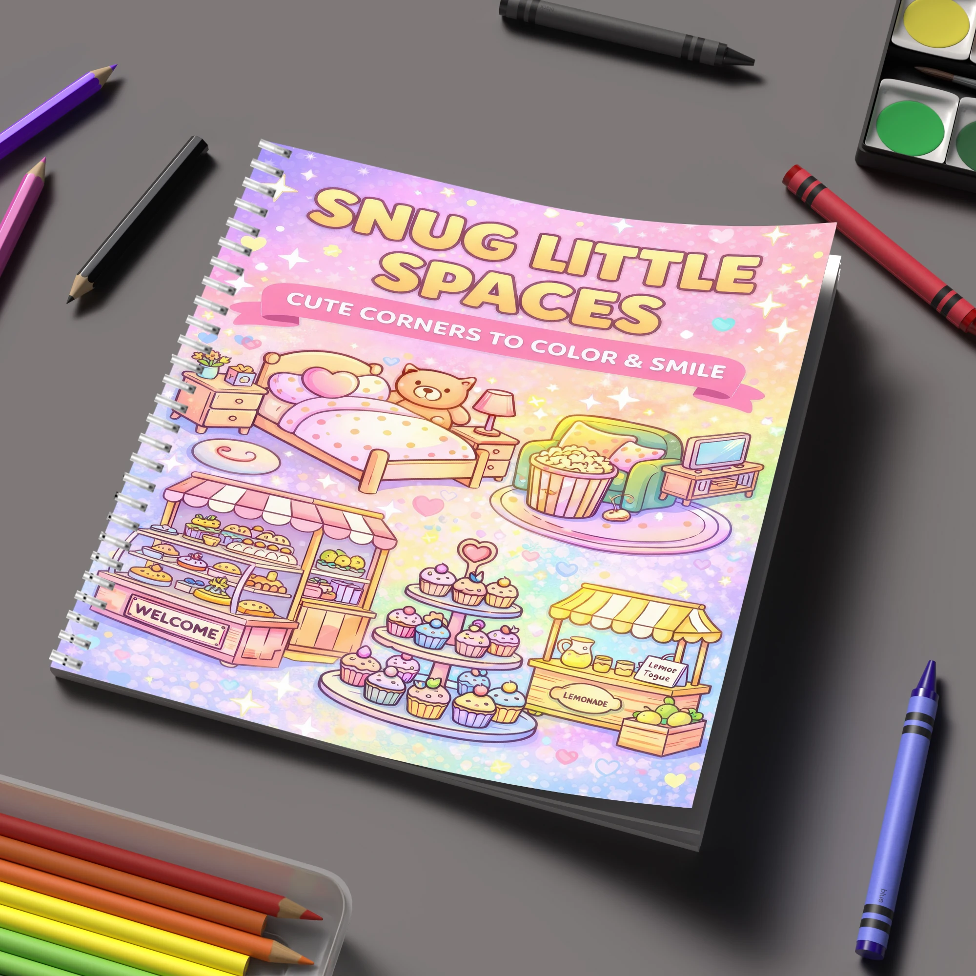 Party Supplies - Buku Mewarnai Little Spaces untuk Dewasa,