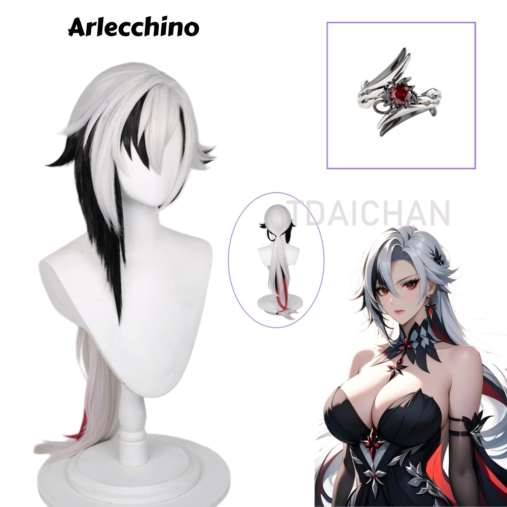 Anime Cosplay Wig Heat Resistant - Wig Cosplay Genshin Impact Arlecchino Rambut