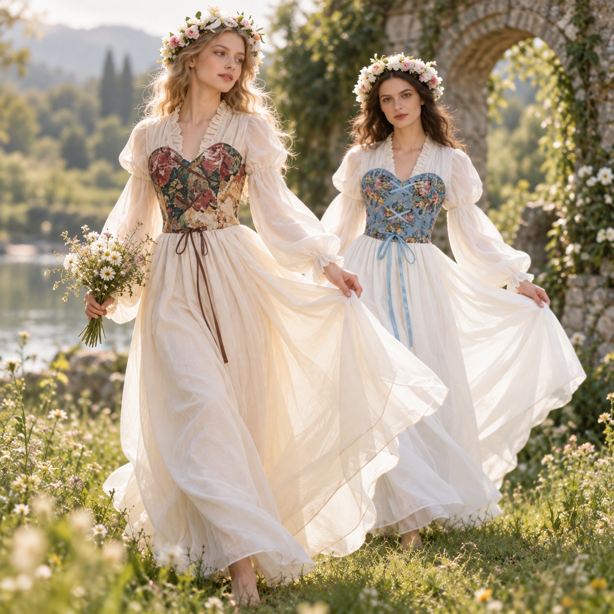 Medieval Renaissance Dress Women - Gaun Korset Bergaya Renaisans dengan Potongan