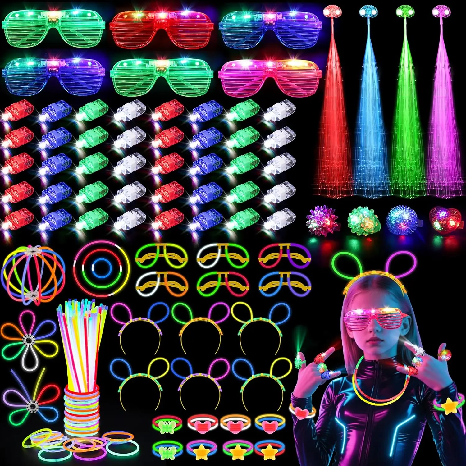 128PCS Kacamata LED Menyala Je - Glow In The Dark Party Glasses ulasan dan harga