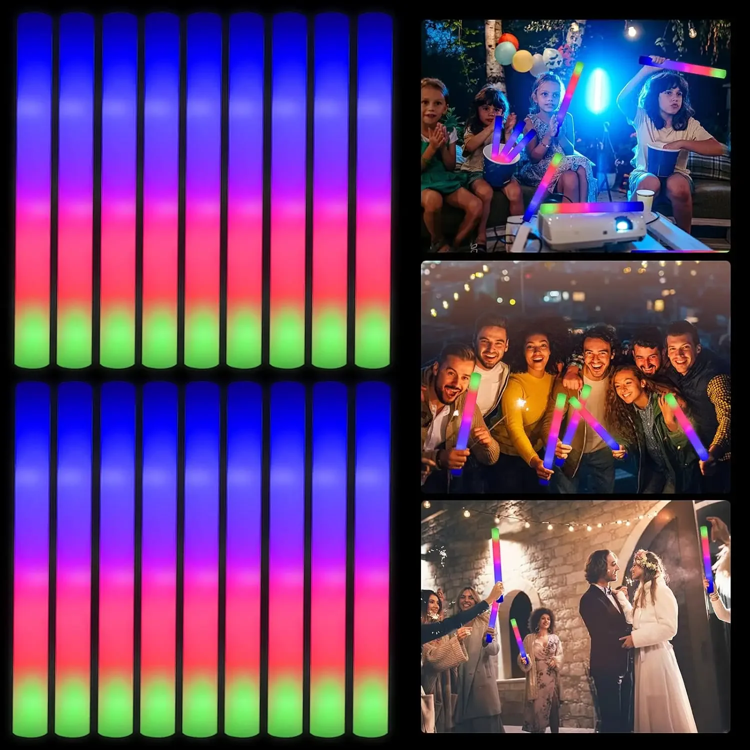 50PCS Tongkat Busa LED Bercaha - Flashing Led Foam Sticks Party ulasan dan harga