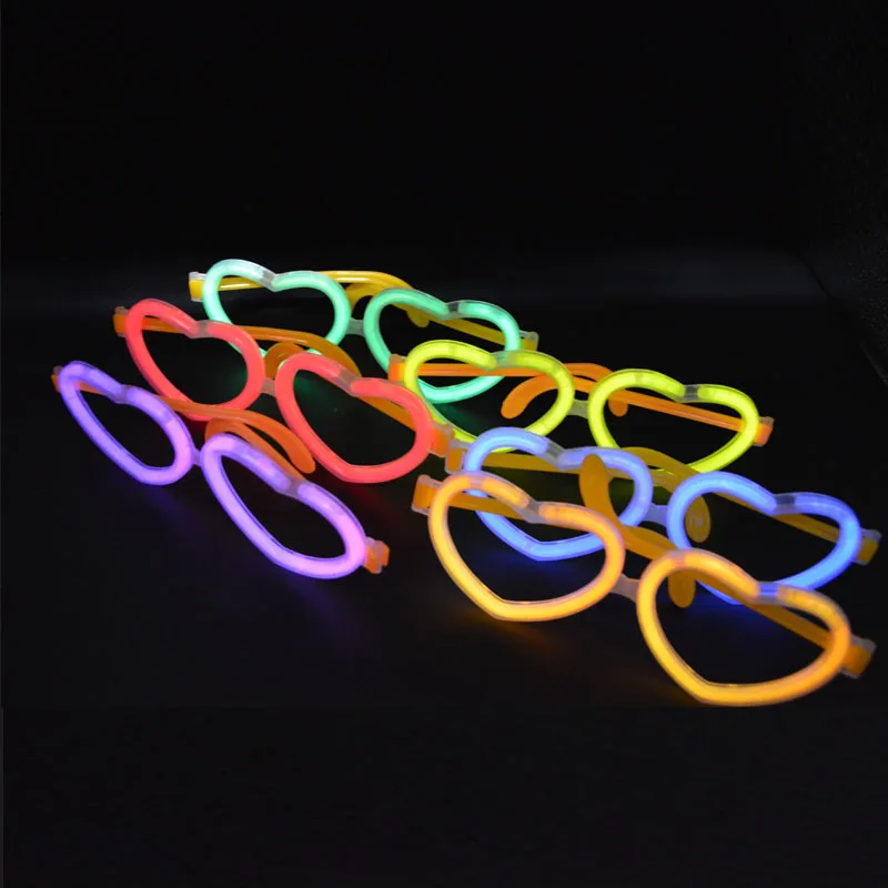 20 Set Kacamata Hati Bercahaya - Glow In The Dark Party Glasses ulasan dan harga